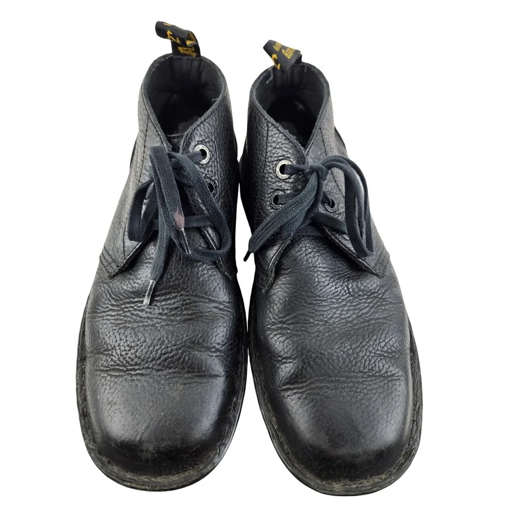 Dr. Martens Sussex Bear Track Black Leather Slip Resistant Boots Mens 9 Ankle